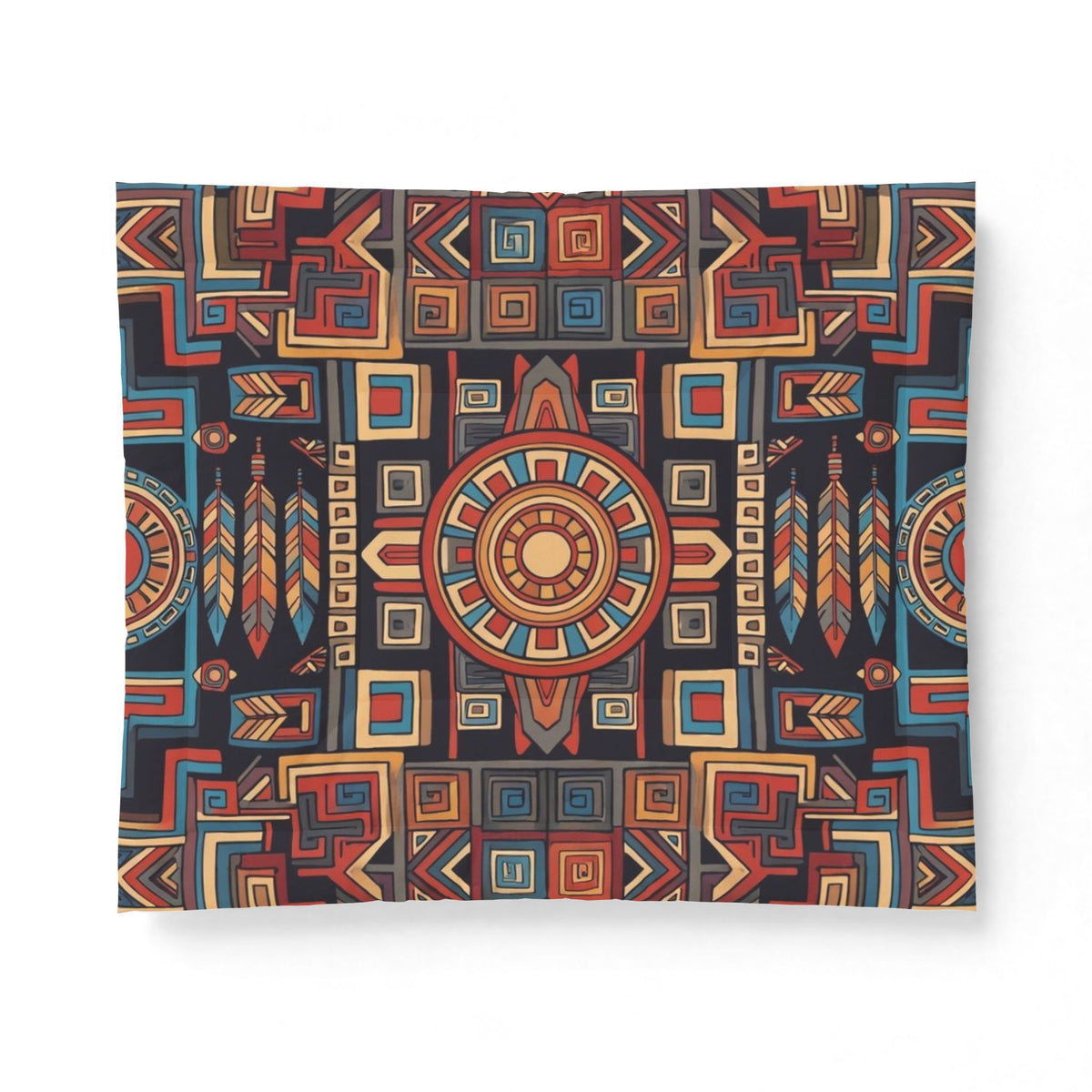 Boho Geometric Cotton Comforter – Tribal Sun Medallion Bedding