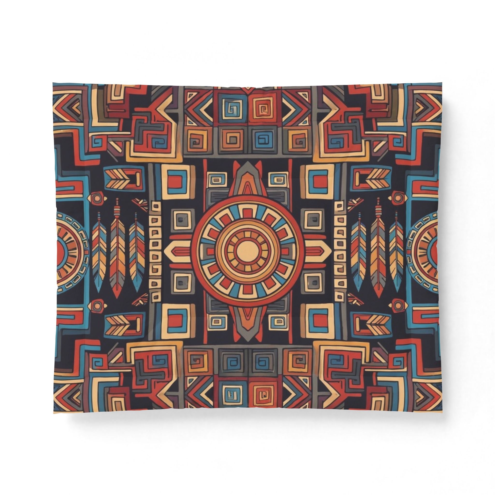 Boho Geometric Cotton Comforter – Tribal Sun Medallion Bedding