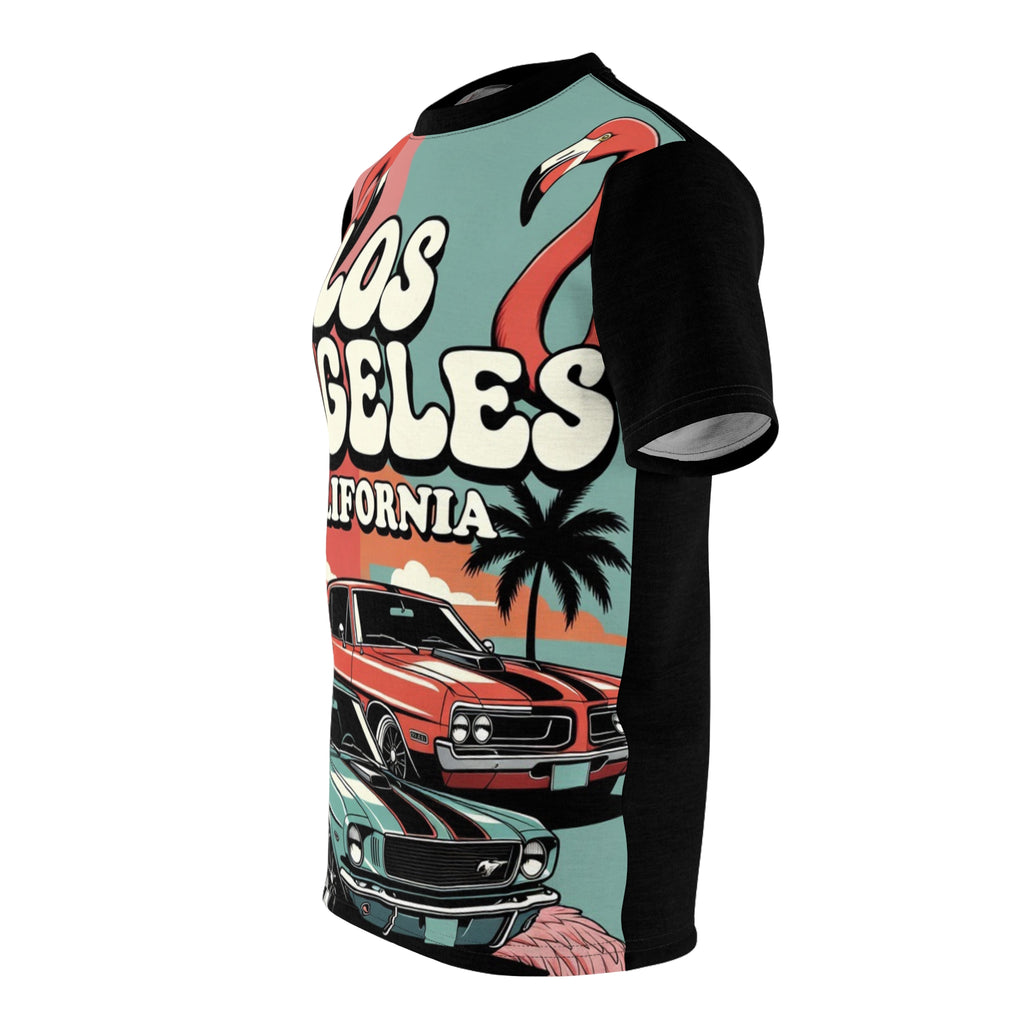 Los Angeles California Vintage Muscle Cars Flamingo Tee