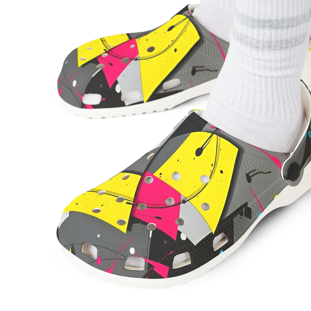 Neon Abstract EVA Foam Clogs — Lightweight Printed Garden Shoes