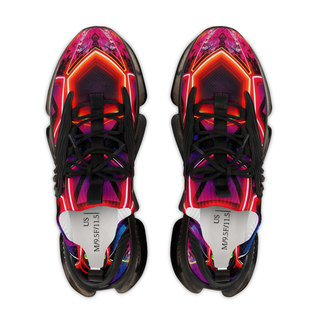 Men's Mesh Sneakers — Neon Geometric Athletic Shoes for Running & Streetwear