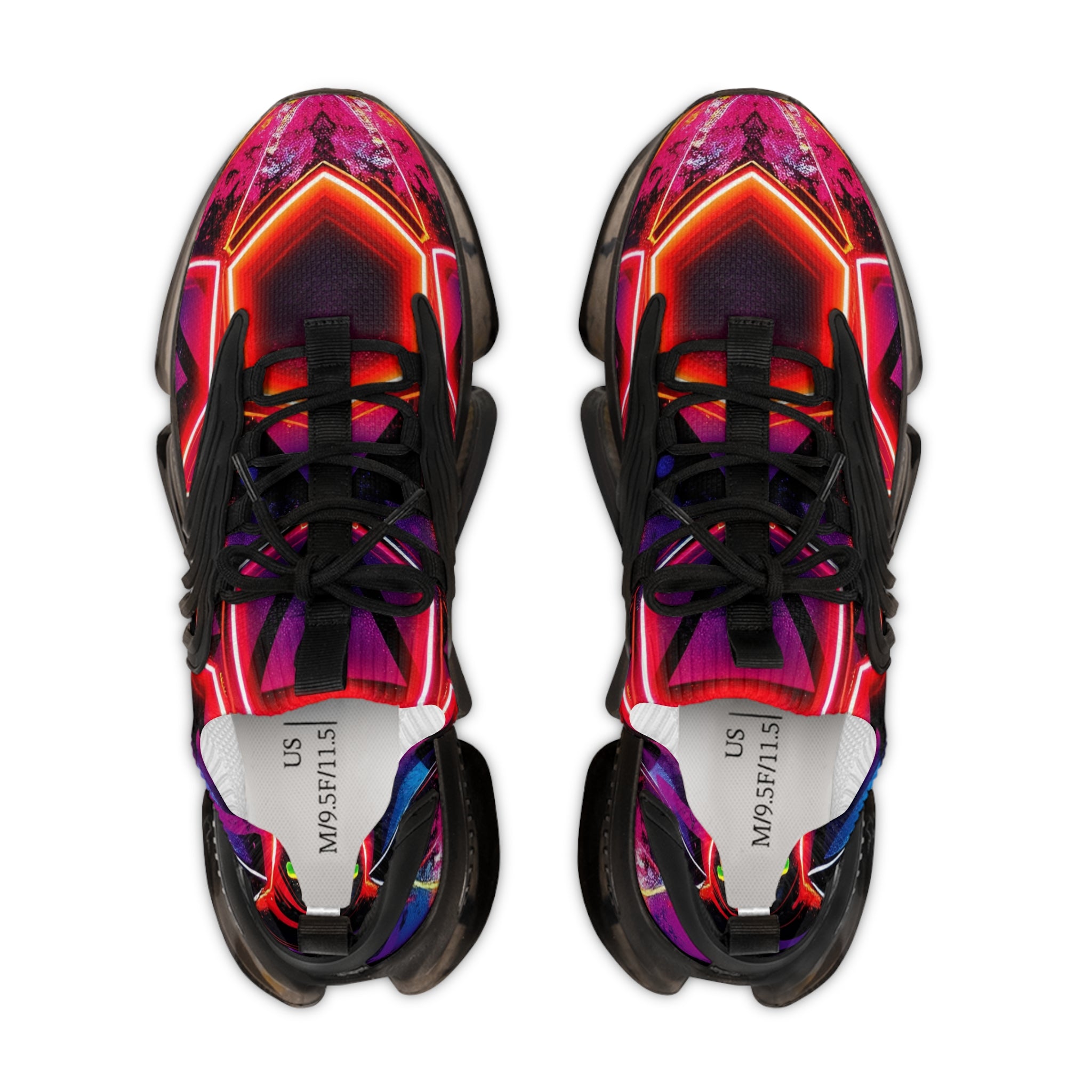 Men's Mesh Sneakers — Neon Geometric Athletic Shoes for Running & Streetwear