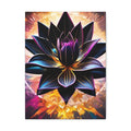 Black Lotus Bloom Canvas Wall Art - Vibrant Black & Gold Floral Stretched Canvas