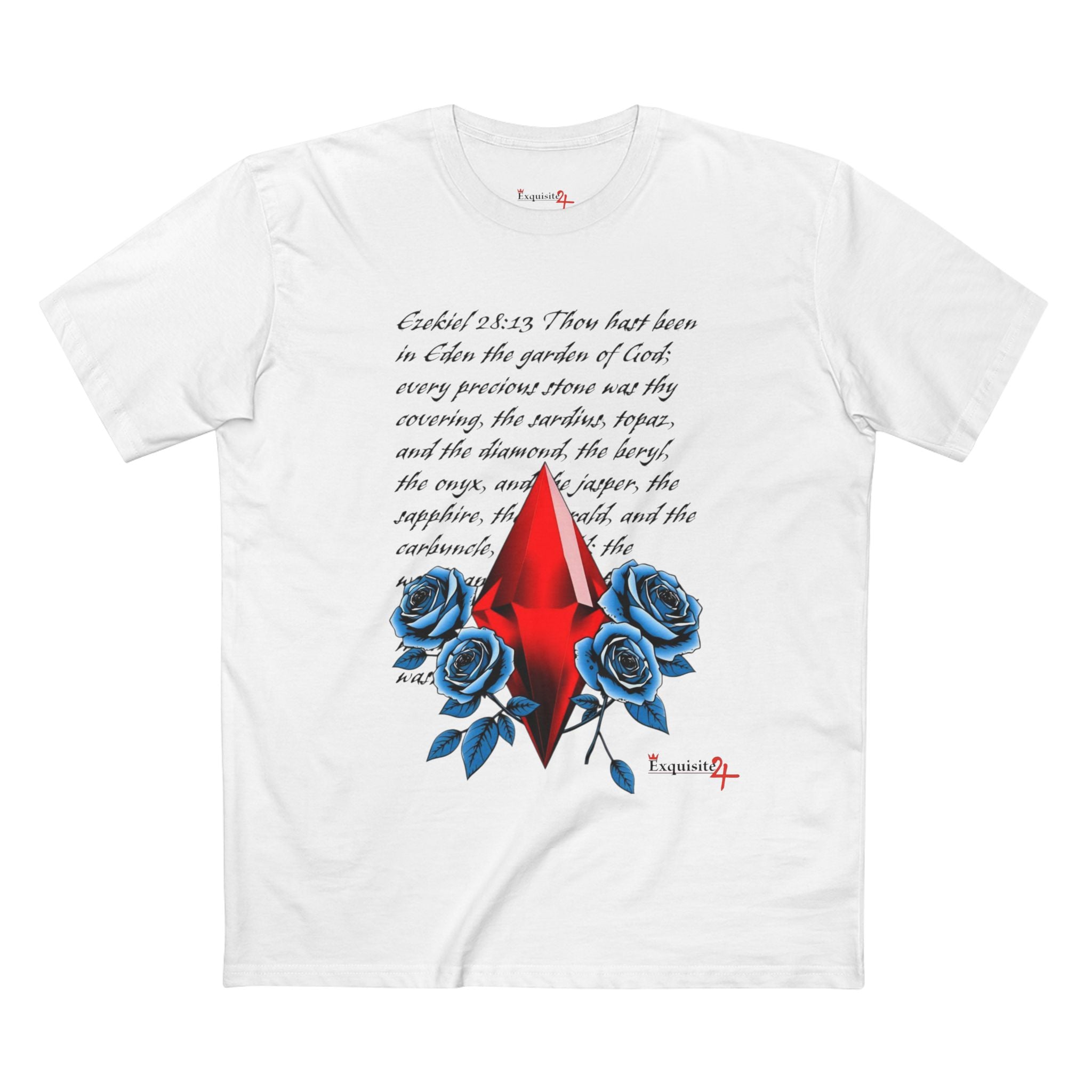 Ezekiel 28:13 Ruby Blue Roses Graphic Tee