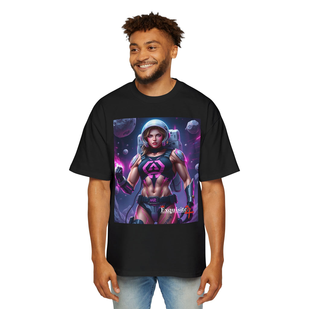 Astronaut Warrior Graphic Tee — Men's Sci‑Fi Space Gamer Oversized Shirt