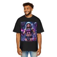 Astronaut Warrior Graphic Tee — Men's Sci‑Fi Space Gamer Oversized Shirt