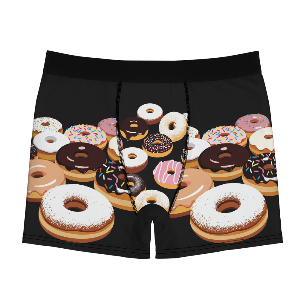 Donut Print Boxer Briefs — Men's Fun Donuts Pattern Underwear