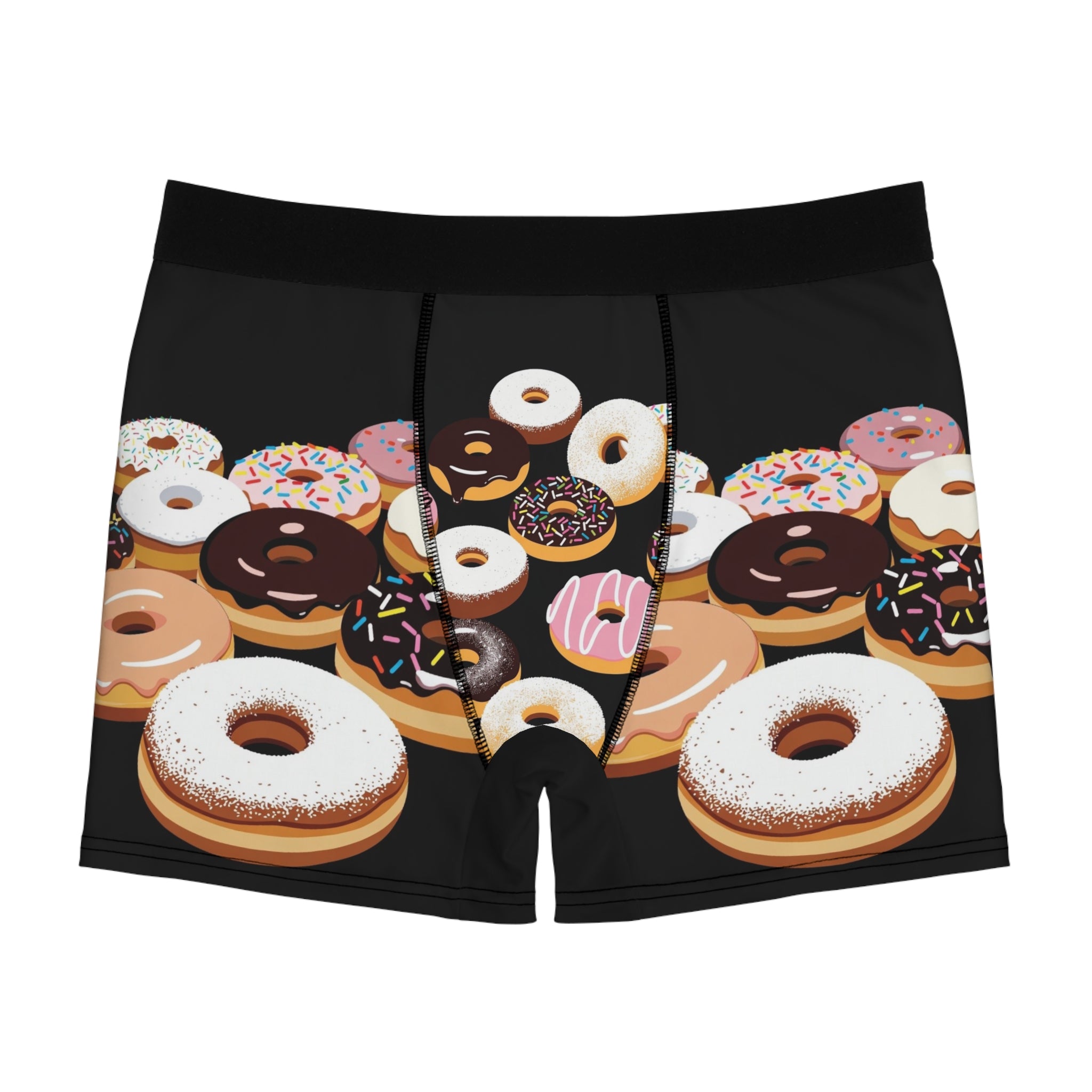 Donut Print Boxer Briefs — Men's Fun Donuts Pattern Underwear