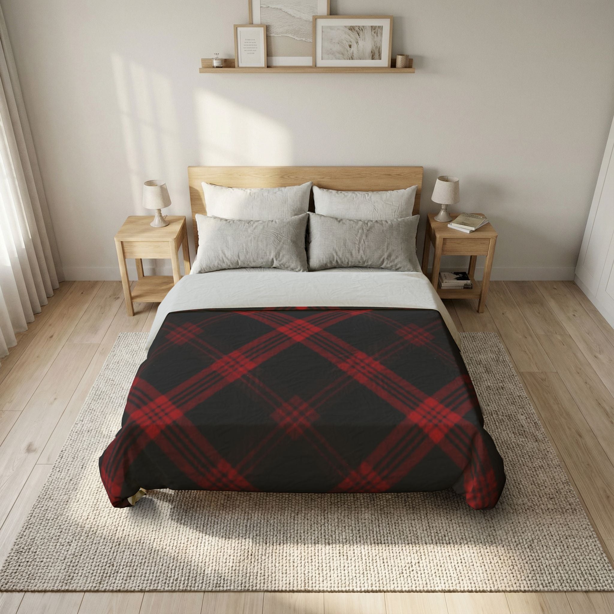 Red & Black Plaid Cotton Duvet Cover