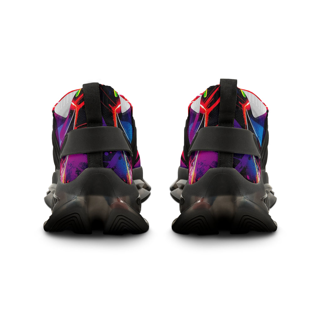 Men's Mesh Sneakers — Neon Geometric Athletic Shoes for Running & Streetwear