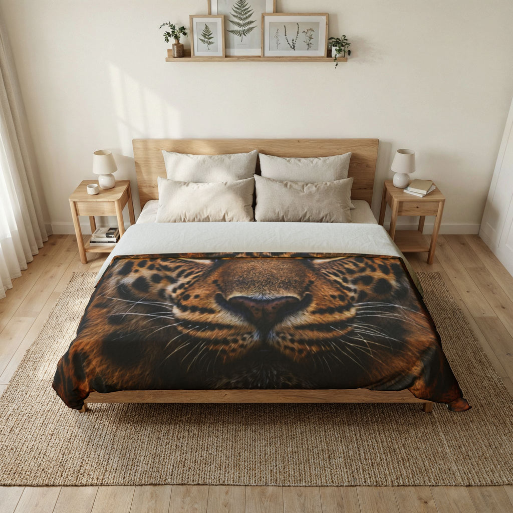 Exquisite 24 Leopard Face Cotton Duvet Cover — Bold Safari Animal Print Bedding