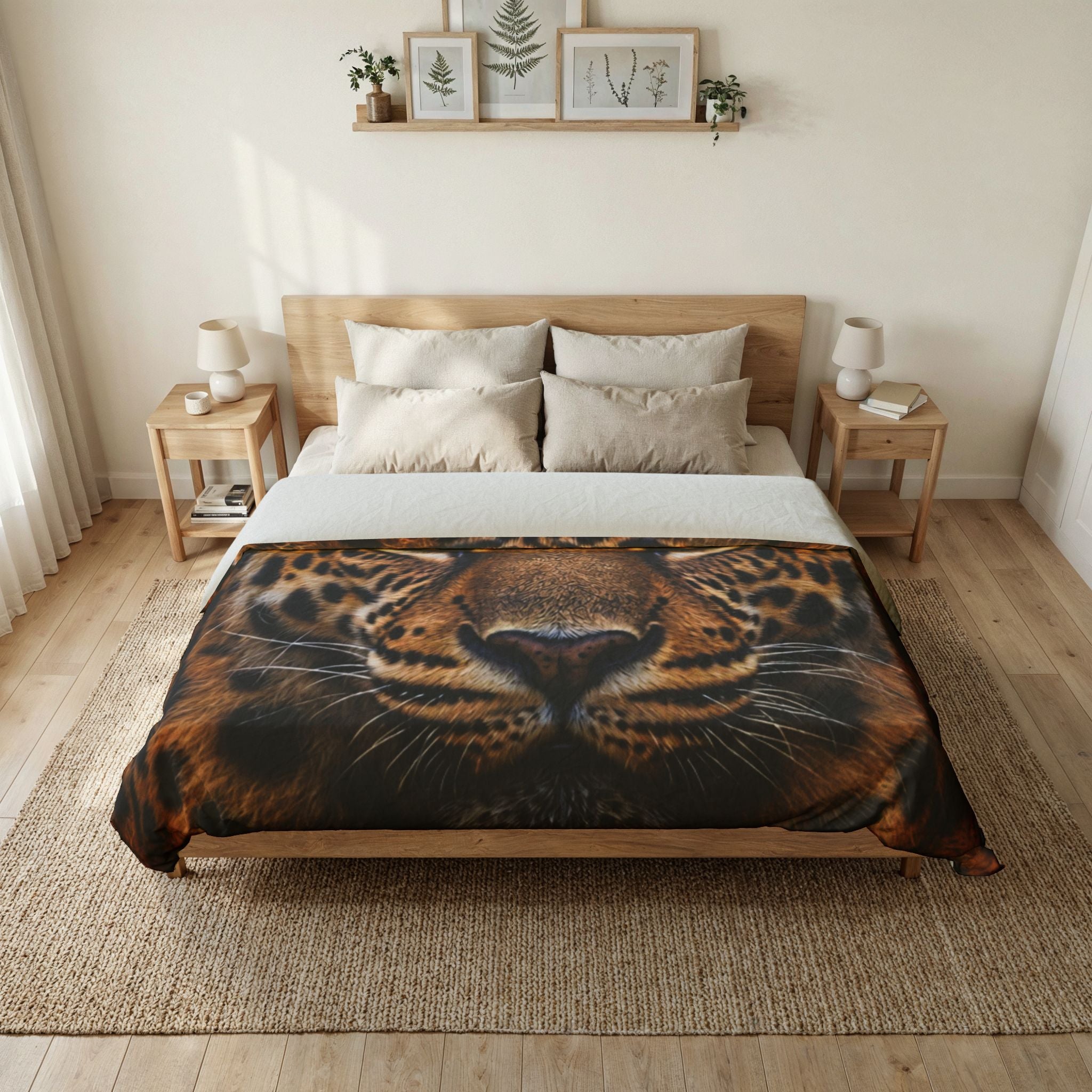 Exquisite 24 Leopard Face Cotton Duvet Cover — Bold Safari Animal Print Bedding