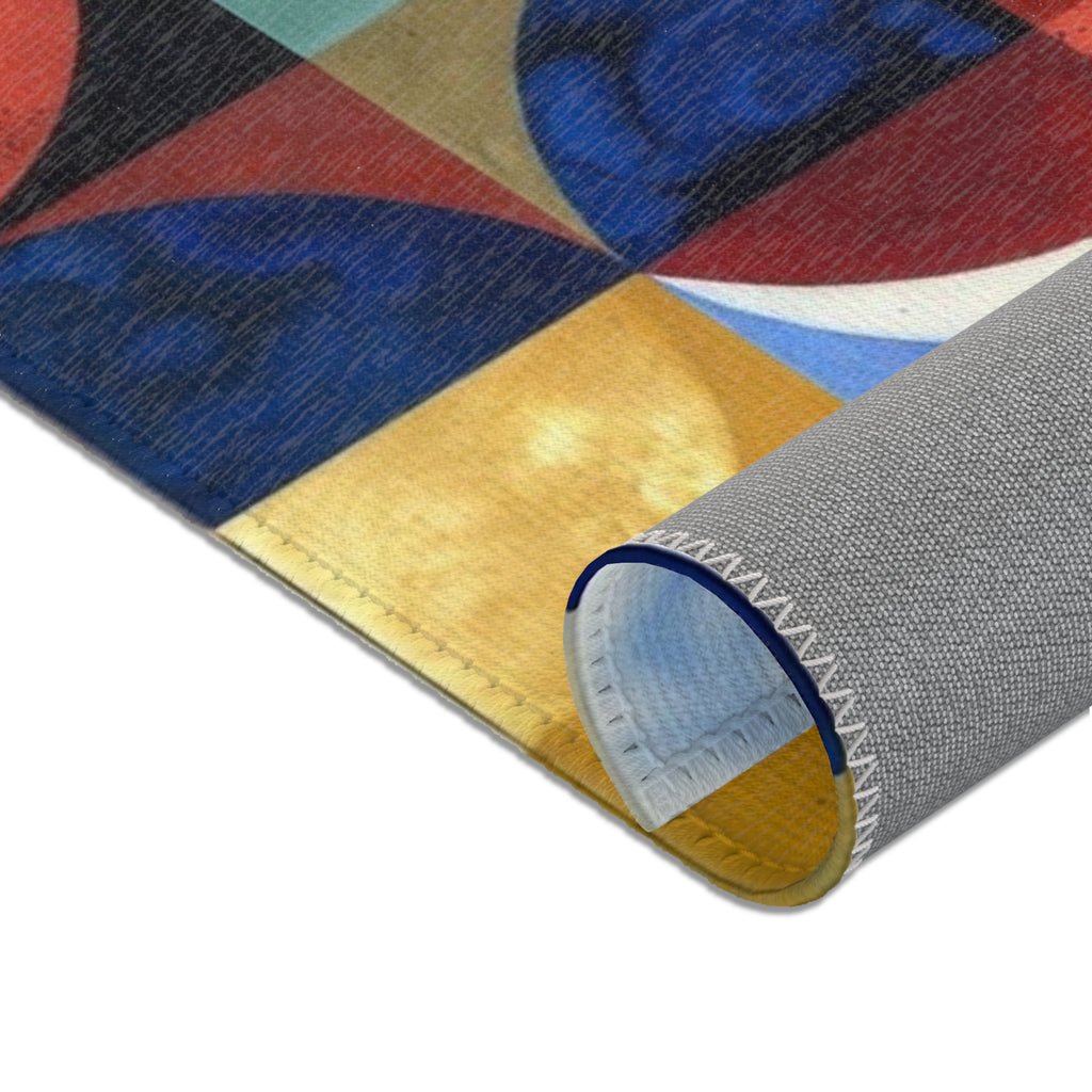 Geometric Color Block Area Rug — Mid-Century Abstract Modern Accent Rug