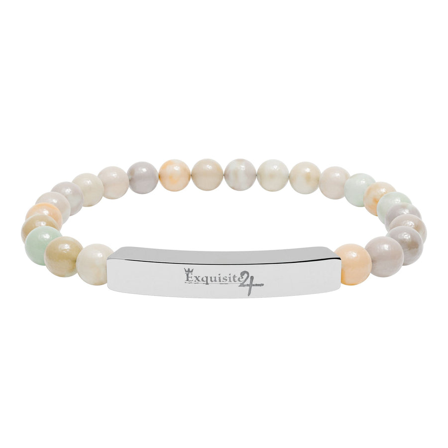 Exquisite 24 Engraved Natural Stone Bead Bar Bracelet