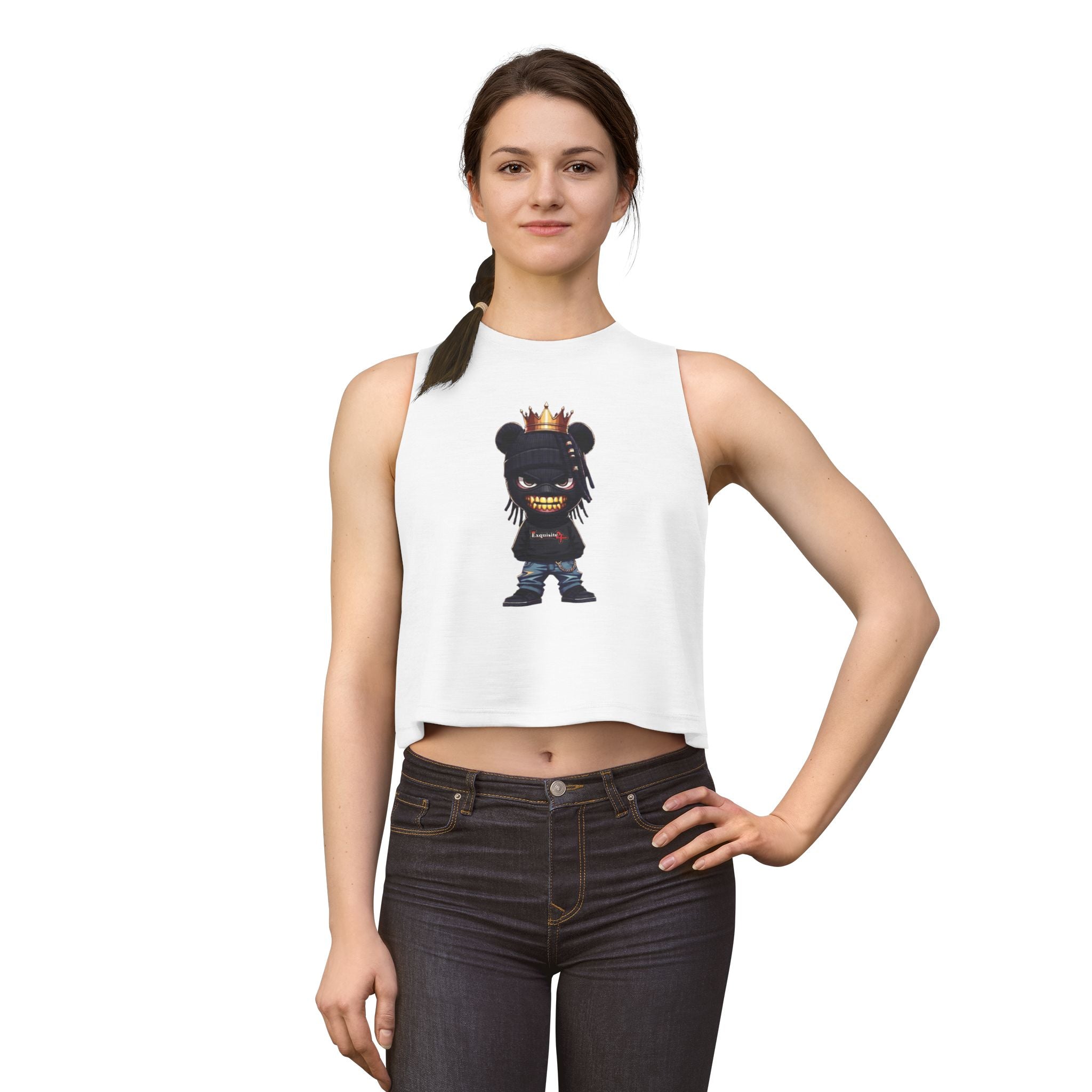 Women's Crop Top — Urban Bear King Graphic Crop Tank