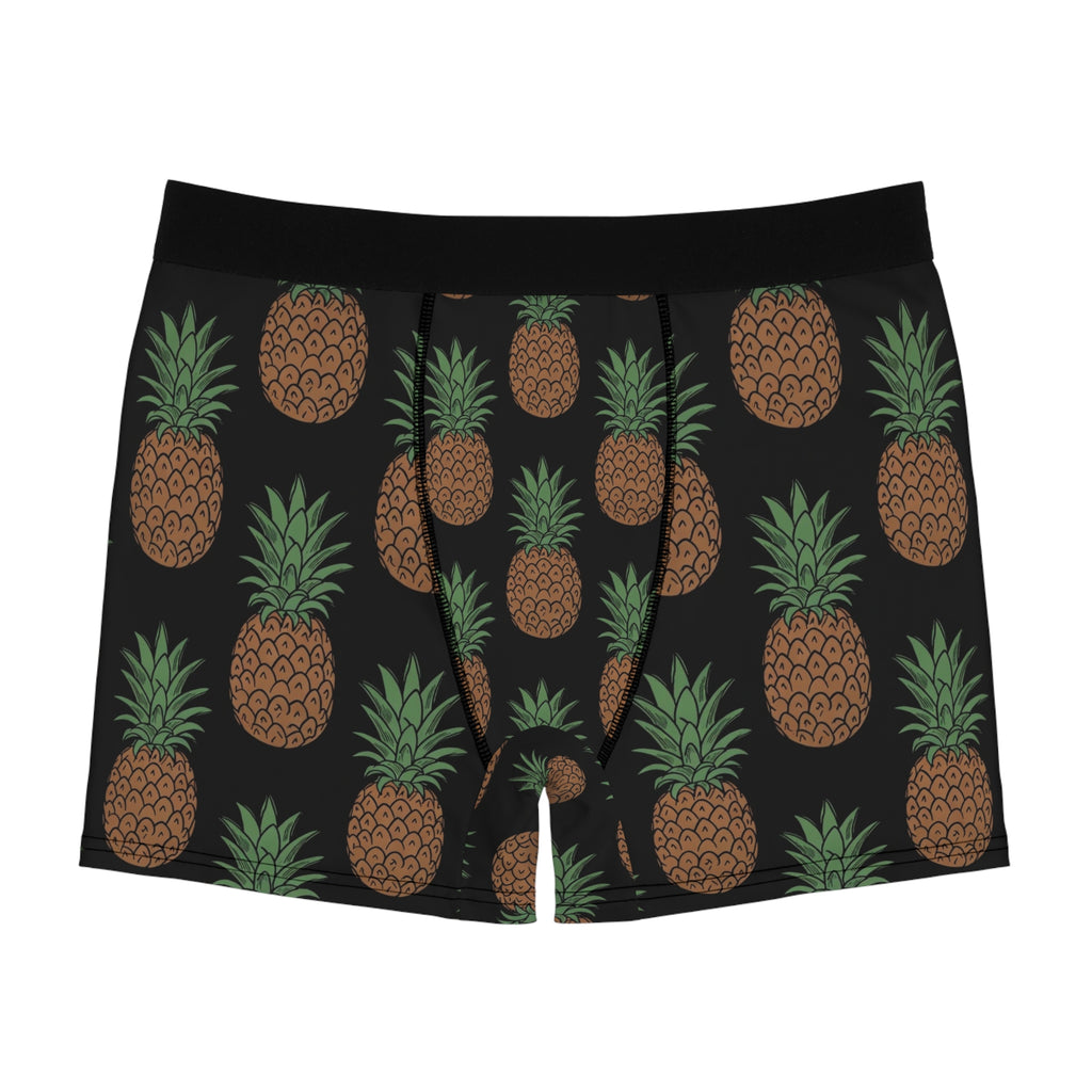 Pineapple Print Men's Boxer Briefs — Tropical All-Over Pattern