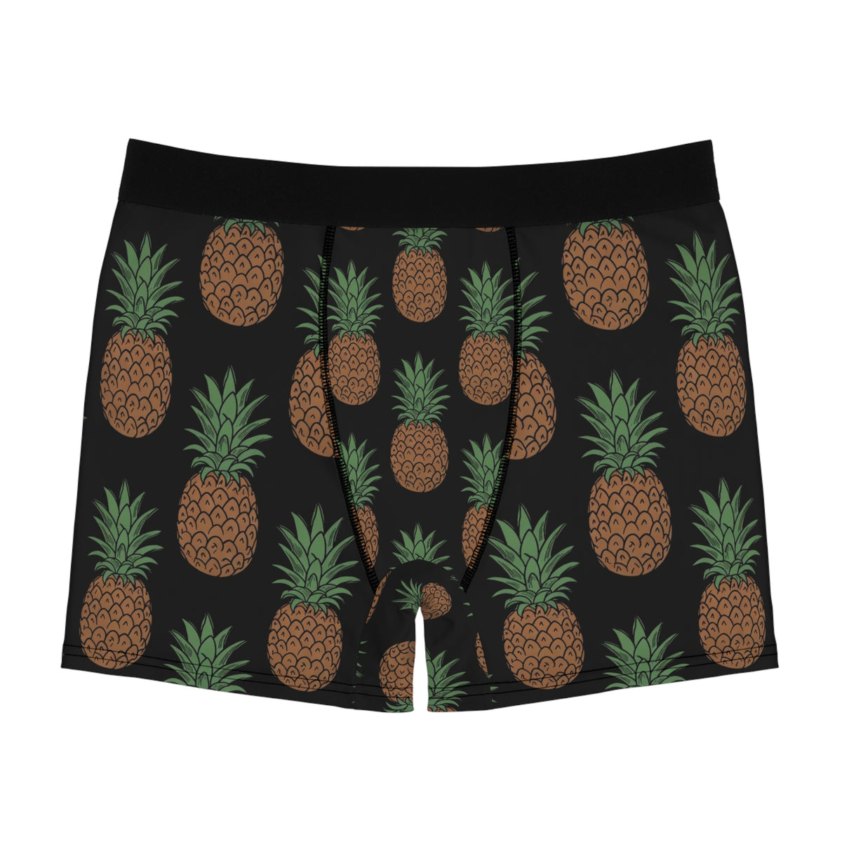 Pineapple Print Men's Boxer Briefs — Tropical All-Over Pattern