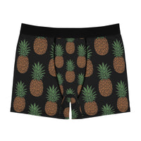 Pineapple Print Men's Boxer Briefs — Tropical All-Over Pattern