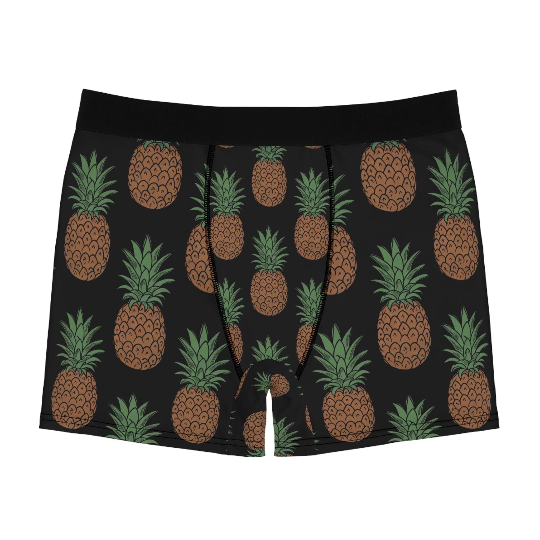 Pineapple Print Men's Boxer Briefs — Tropical All-Over Pattern