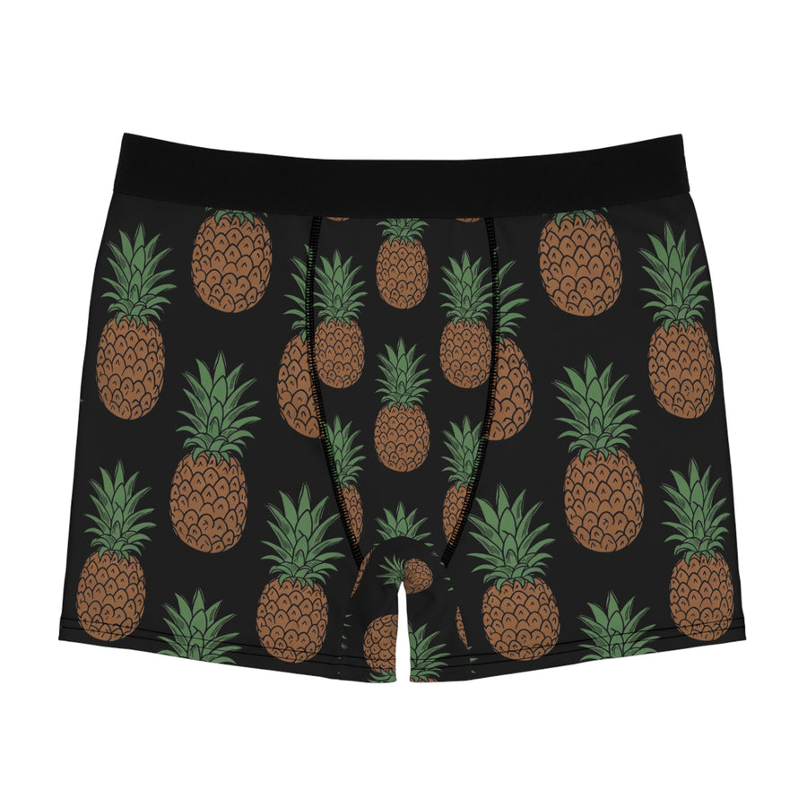 Pineapple Print Men's Boxer Briefs — Tropical All-Over Pattern