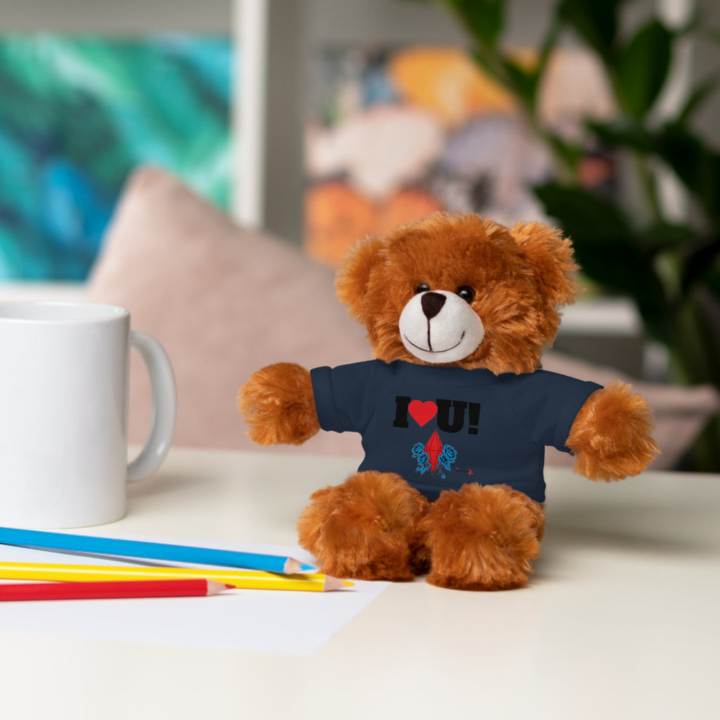 Plush Bear with Branded Tee – Red Diamond and Blue Roses Teddy