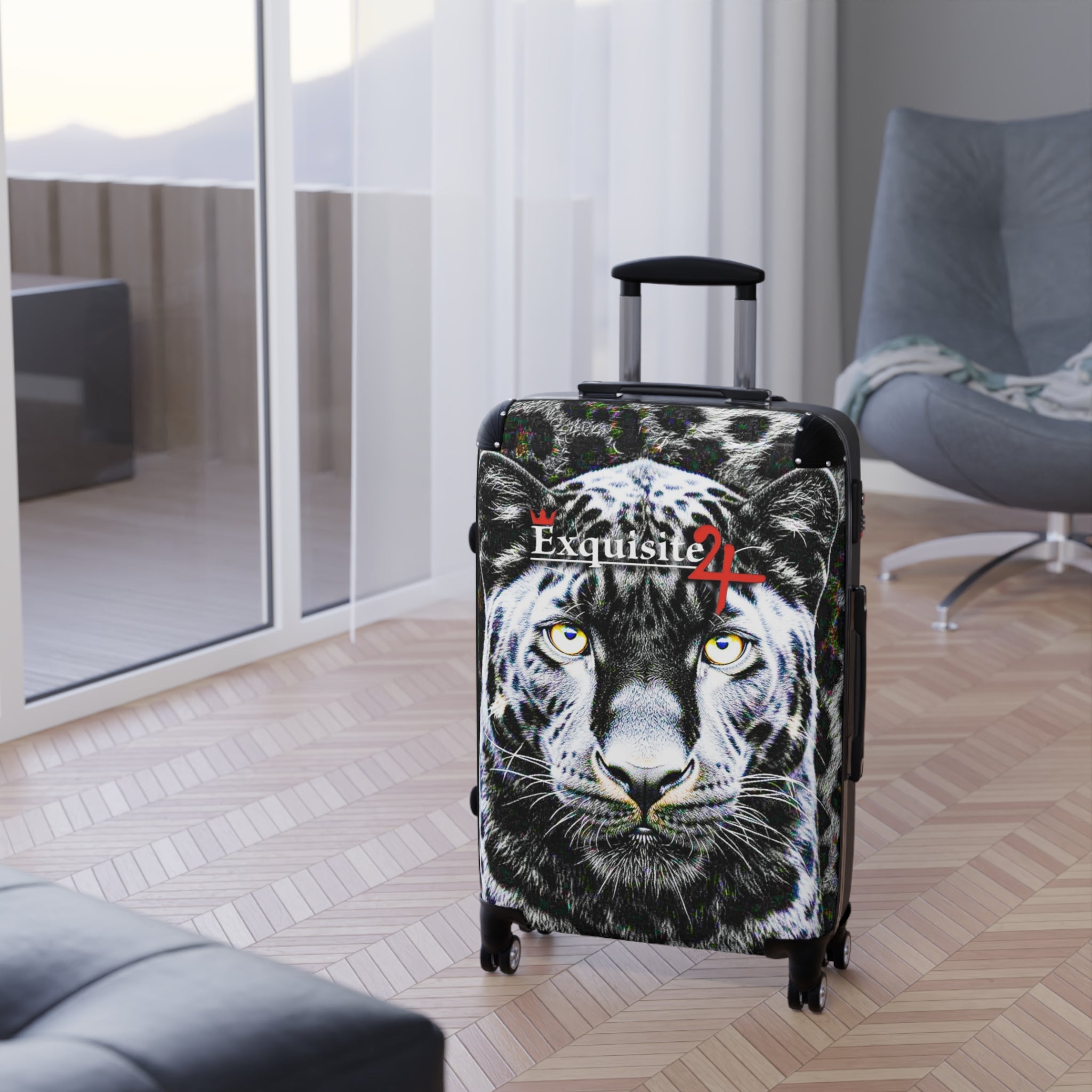 Tiger Face Carry-On Suitcase – "Exquisite 24" Travel Luggage with Bold Wildlife Print