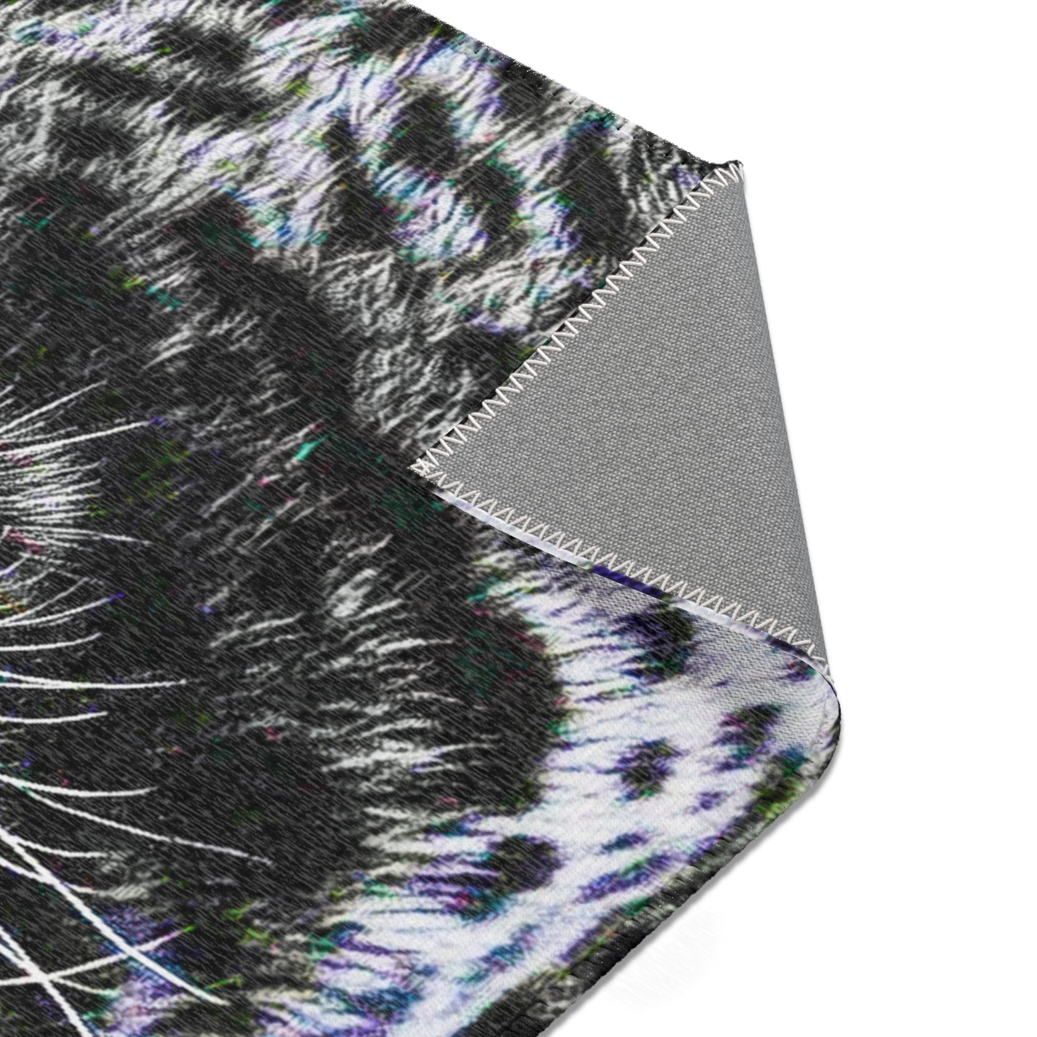 Leopard Portrait Area Rug — Bold Black & White Animal Print Accent Rug