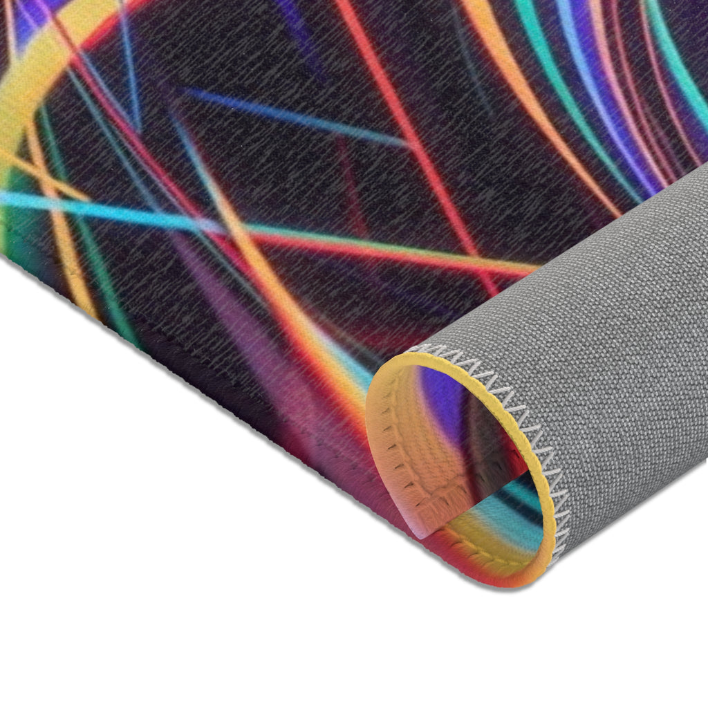 Neon Swirl Area Rug — Retro Rainbow Abstract Accent Rug