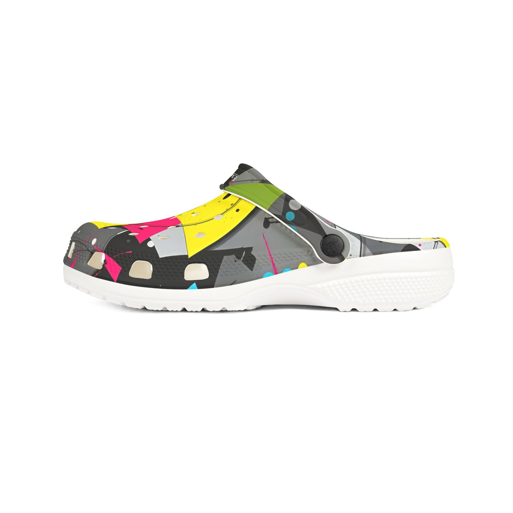 Neon Abstract EVA Foam Clogs — Lightweight Printed Garden Shoes
