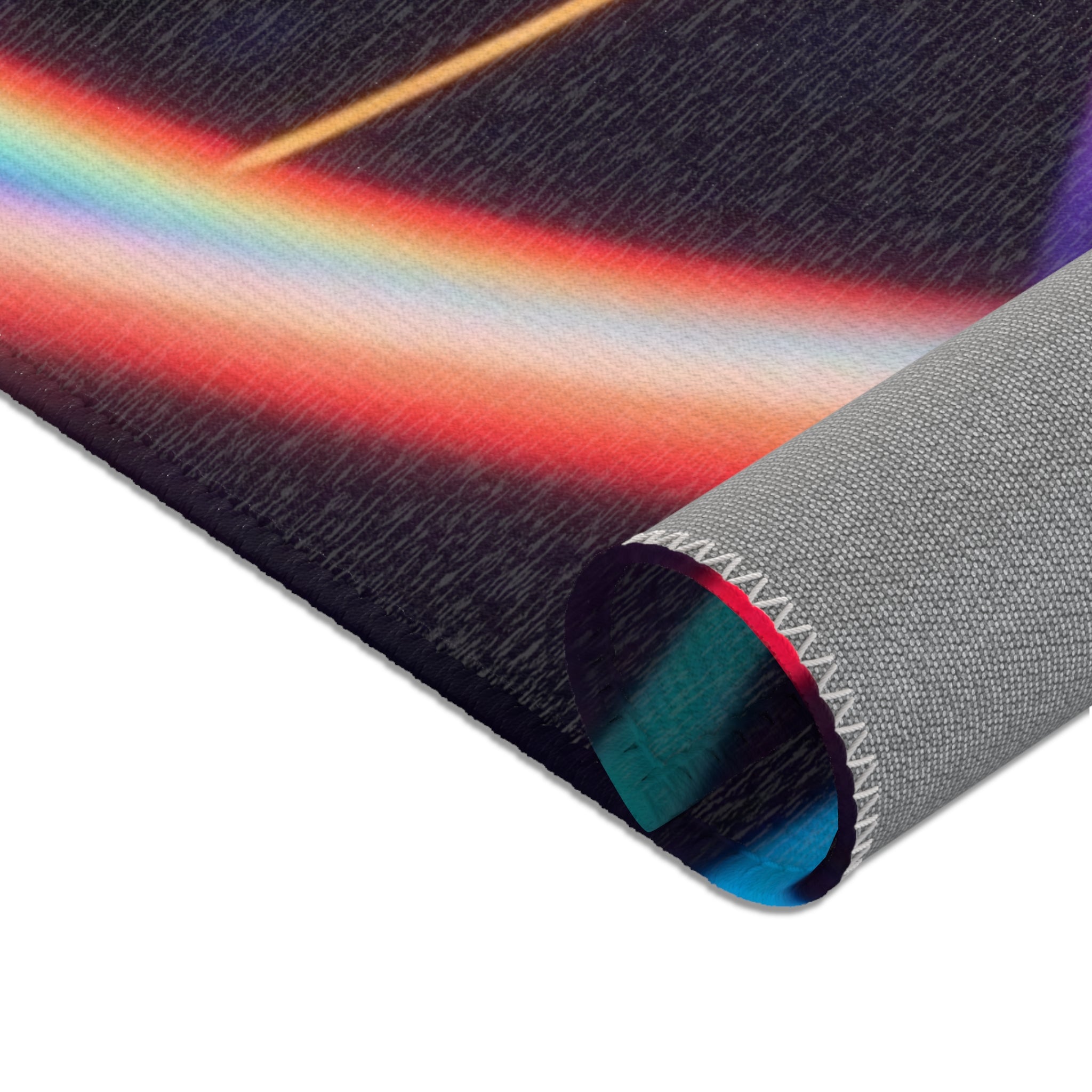 Neon Swirl Area Rug — Retro Rainbow Abstract Accent Rug