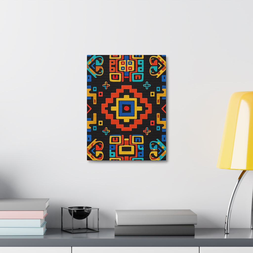 Bold Geometric Aztec Stretched Canvas Wall Art