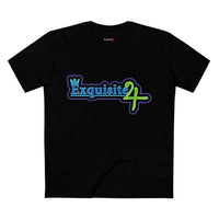 Exquisite 24 Sticker Logo Graphic Tee – Neon Blue-Green