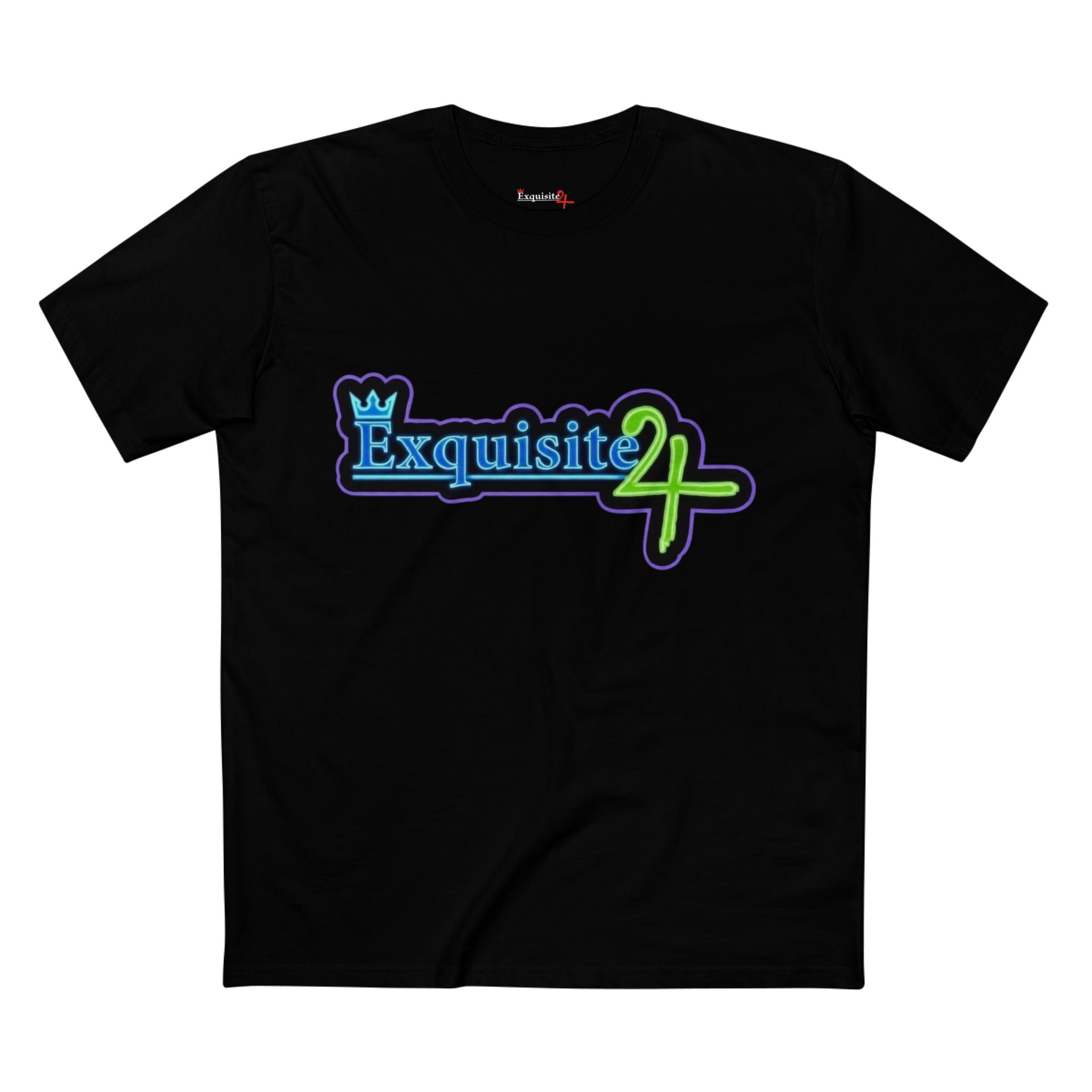 Exquisite 24 Sticker Logo Graphic Tee – Neon Blue-Green