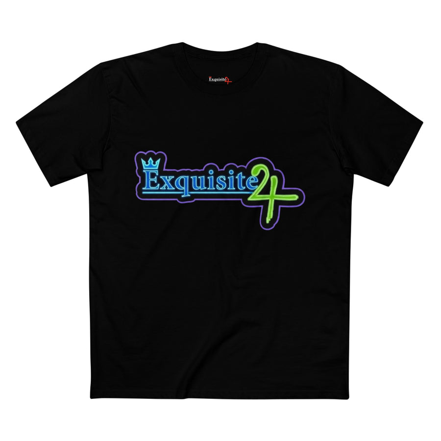 Exquisite 24 Sticker Logo Graphic Tee – Neon Blue-Green