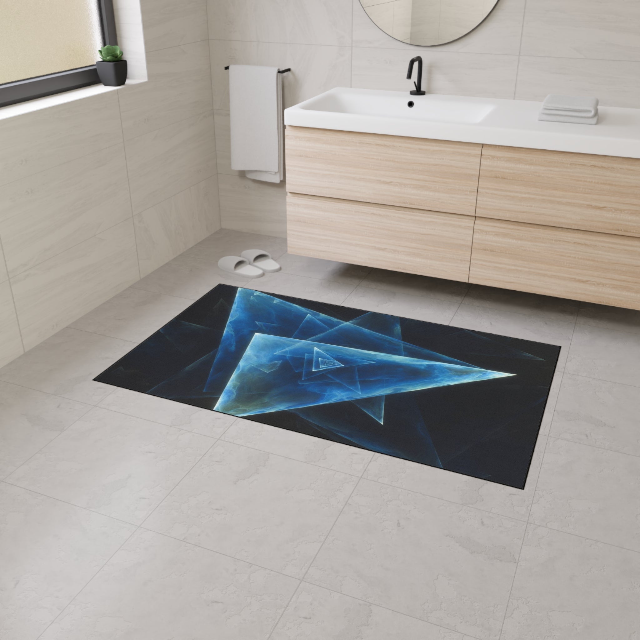 Geometric Blue Triangle Heavy-Duty Floor Mat