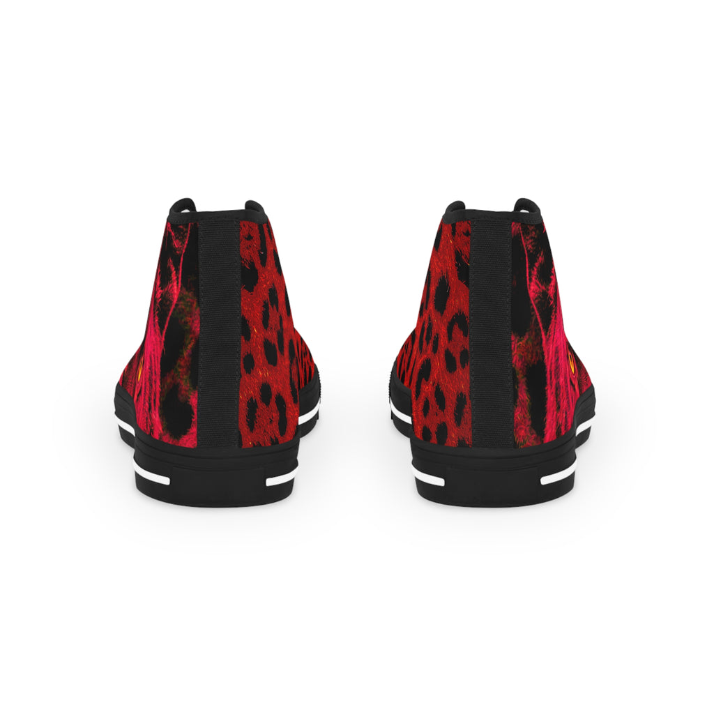 Red Leopard Eyes High Top Sneakers — Bold Men's Statement Shoes