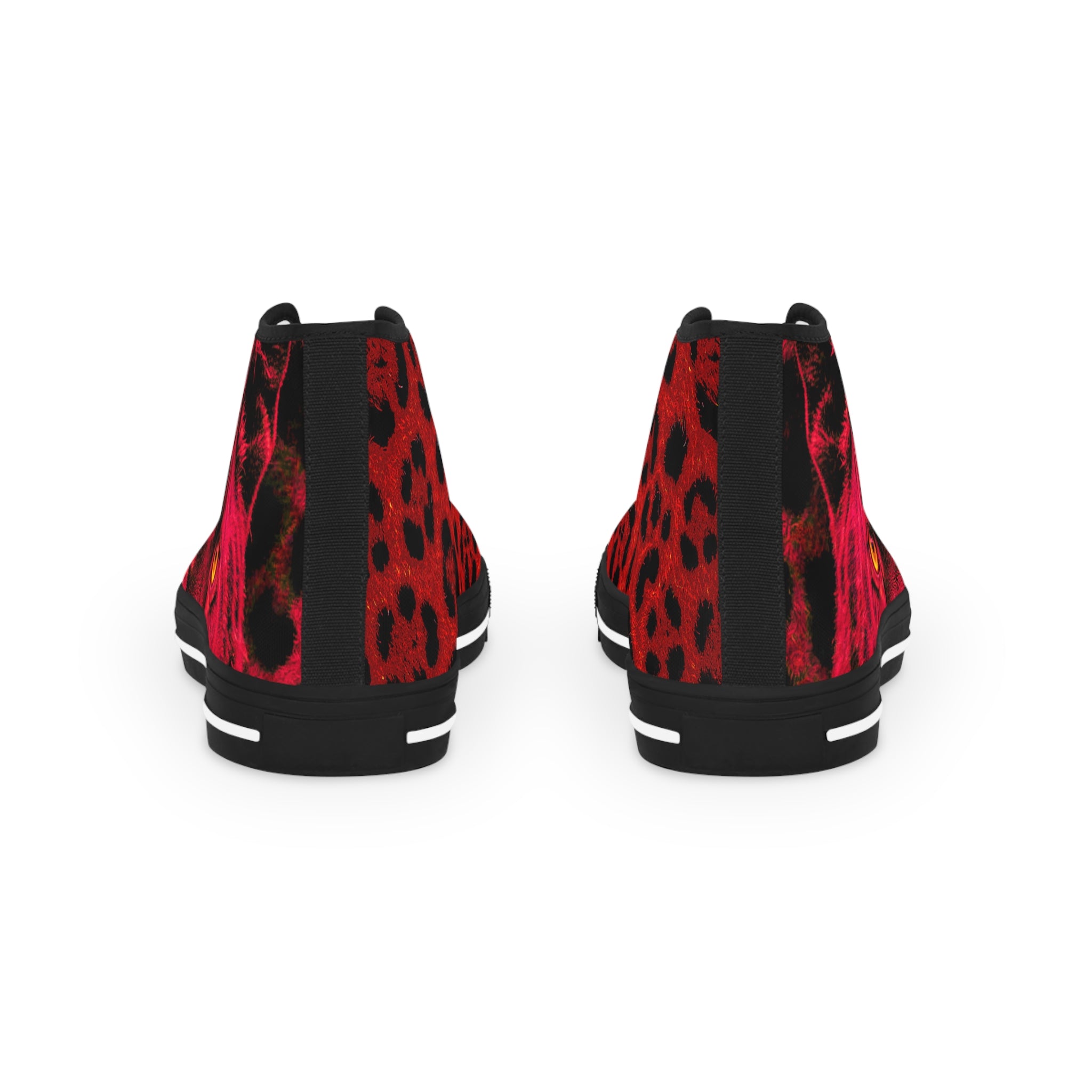 Red Leopard Eyes High Top Sneakers — Bold Men's Statement Shoes