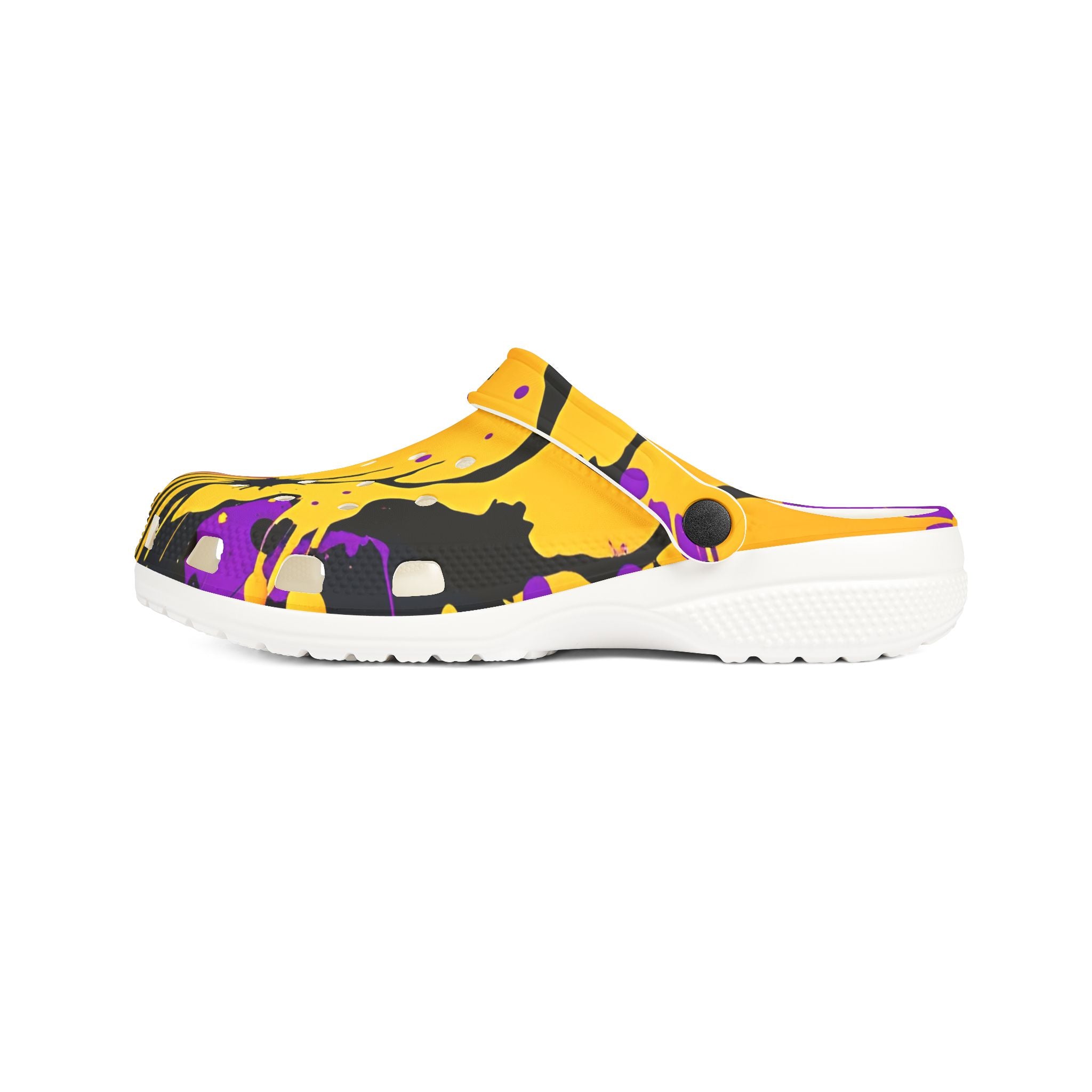 Purple & Yellow Paint Splatter EVA Foam Clogs