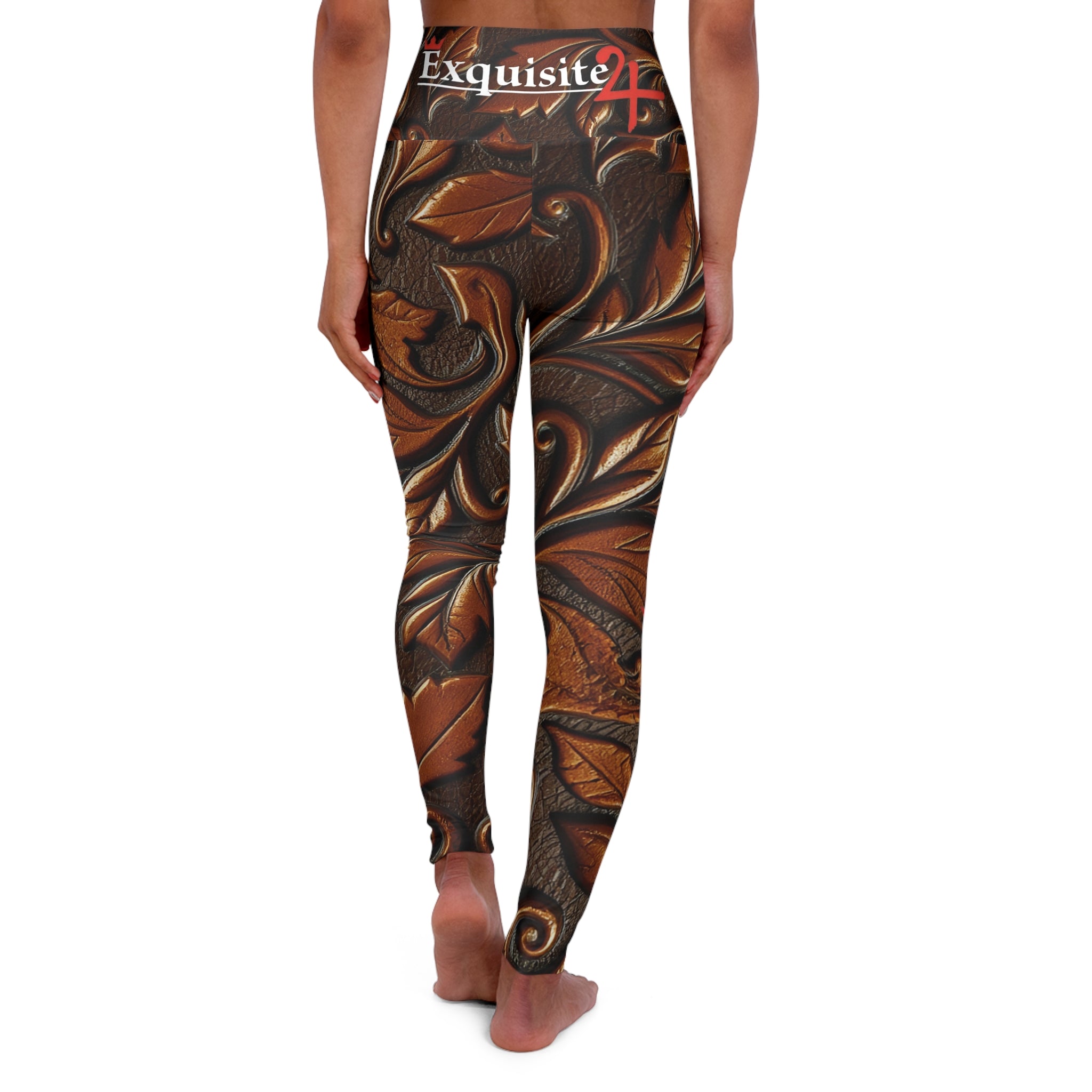 Exquisite 24 High-Waist Yoga Leggings — Ornate Baroque Pattern