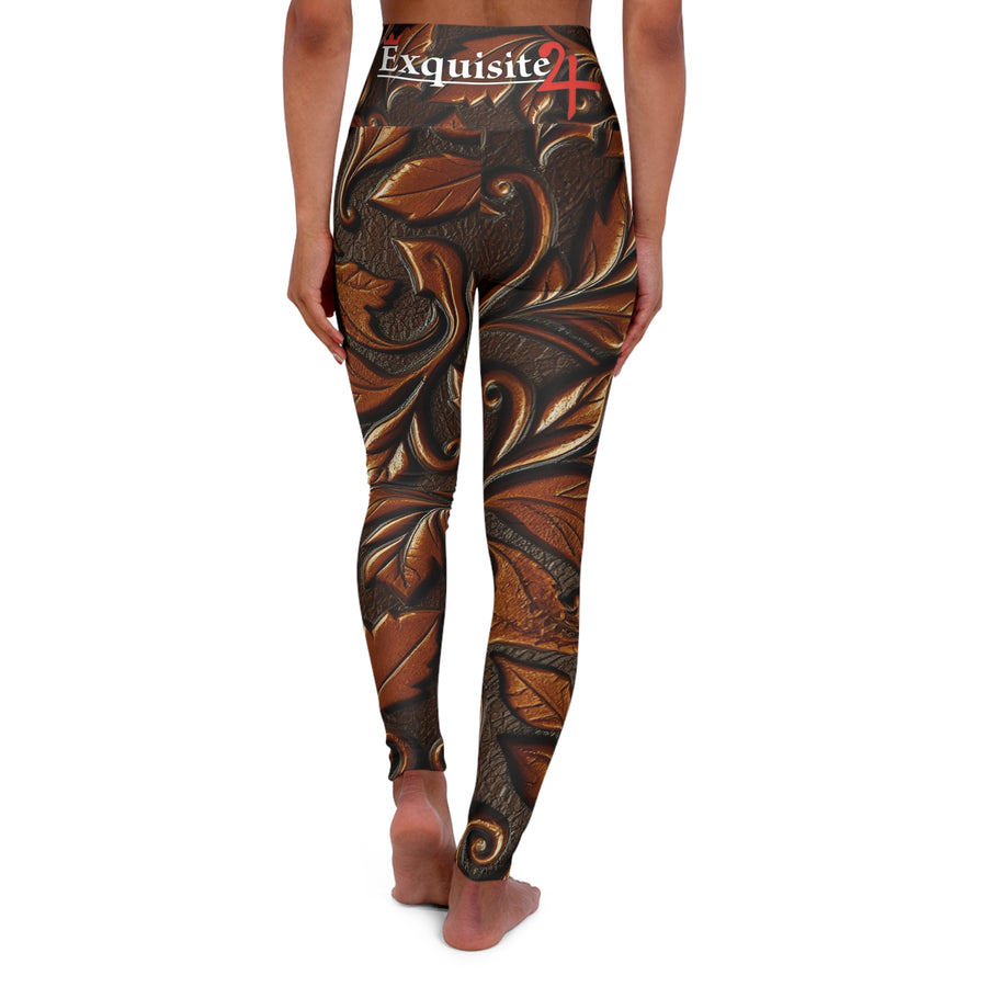 Exquisite 24 High-Waist Yoga Leggings — Ornate Baroque Pattern