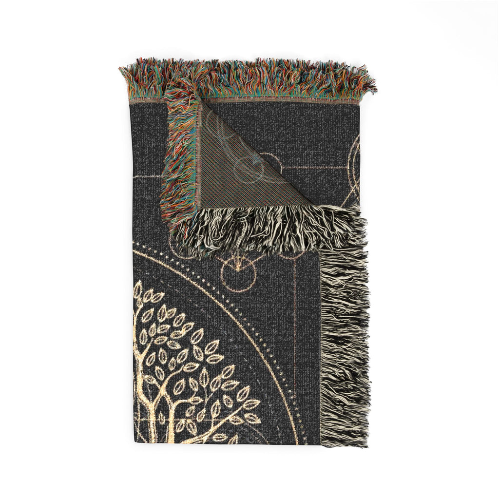 Tree of Life Metatron Woven Blanket — Golden Sacred Geometry Throw
