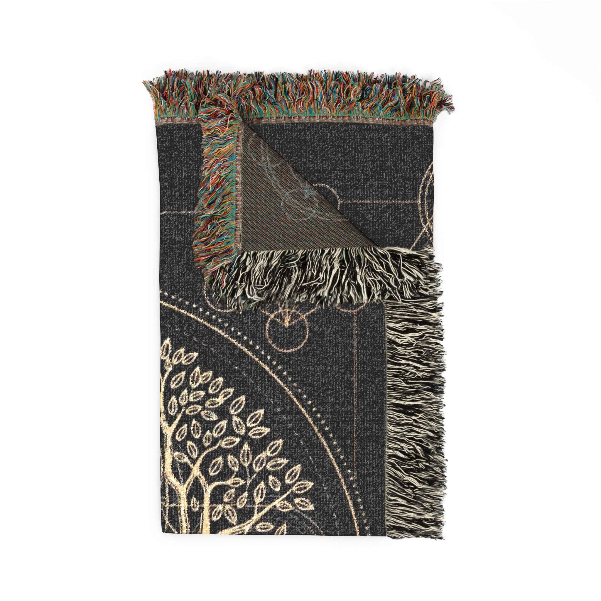 Tree of Life Metatron Woven Blanket — Golden Sacred Geometry Throw