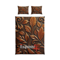 Brown Embossed Leaf Cotton Duvet Cover Set