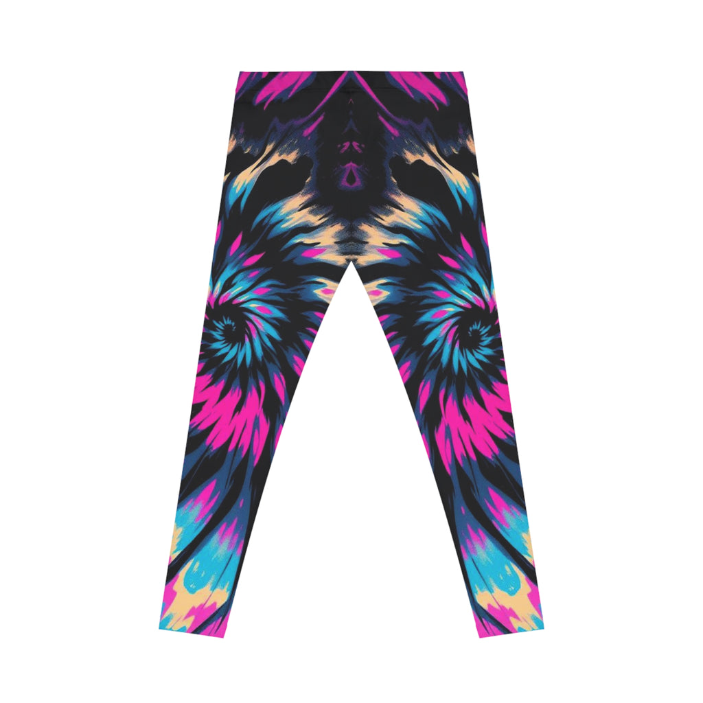 Tie-Dye Pink & Blue Vortex Leggings — Women's All-Over-Print Yoga & Casual Pants