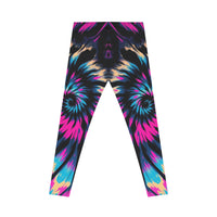 Tie-Dye Pink & Blue Vortex Leggings — Women's All-Over-Print Yoga & Casual Pants