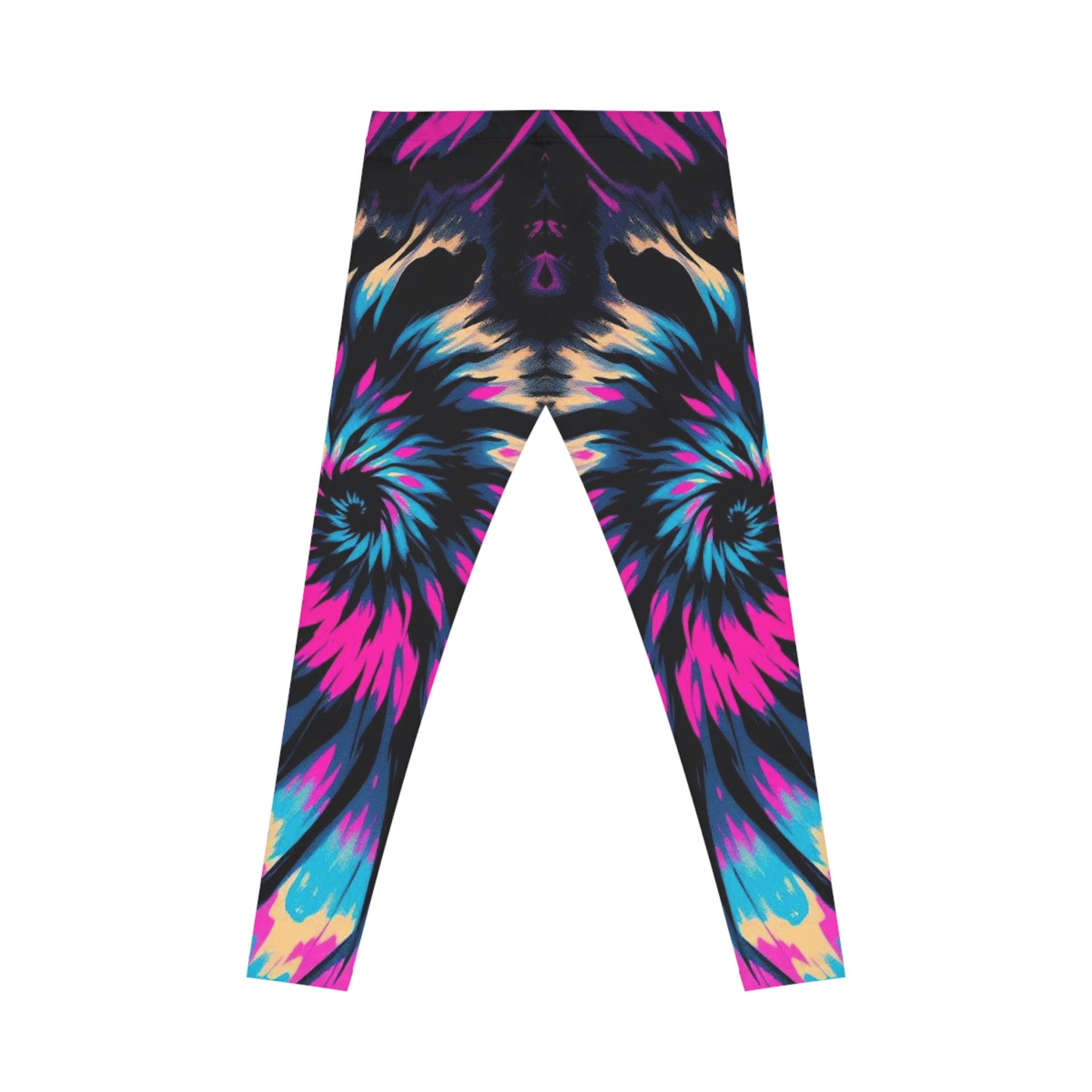 Tie-Dye Pink & Blue Vortex Leggings — Women's All-Over-Print Yoga & Casual Pants