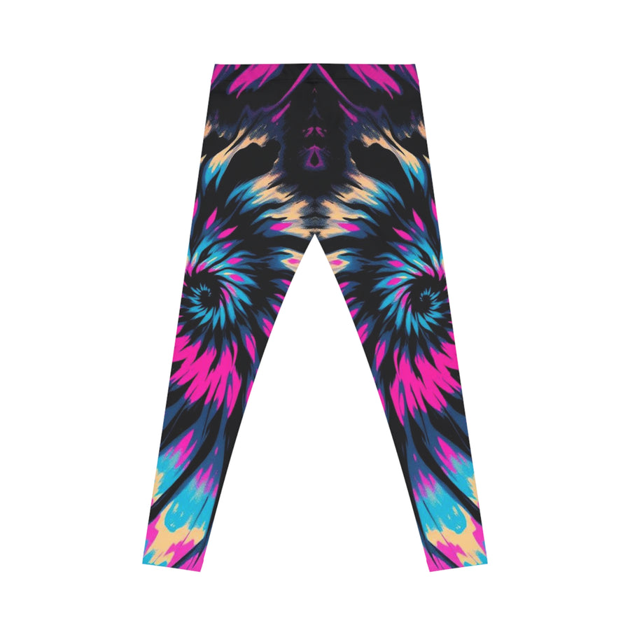 Tie-Dye Pink & Blue Vortex Leggings — Women's All-Over-Print Yoga & Casual Pants