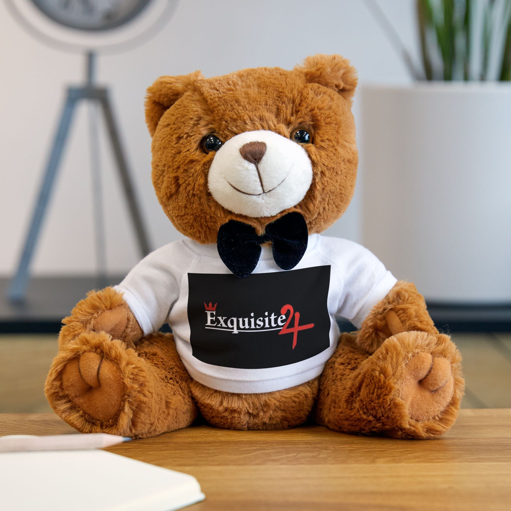 Exquisite 24 Tee Plush Teddy Bear — Cute Gift Bear with Bowtie & Branded T‑Shirt