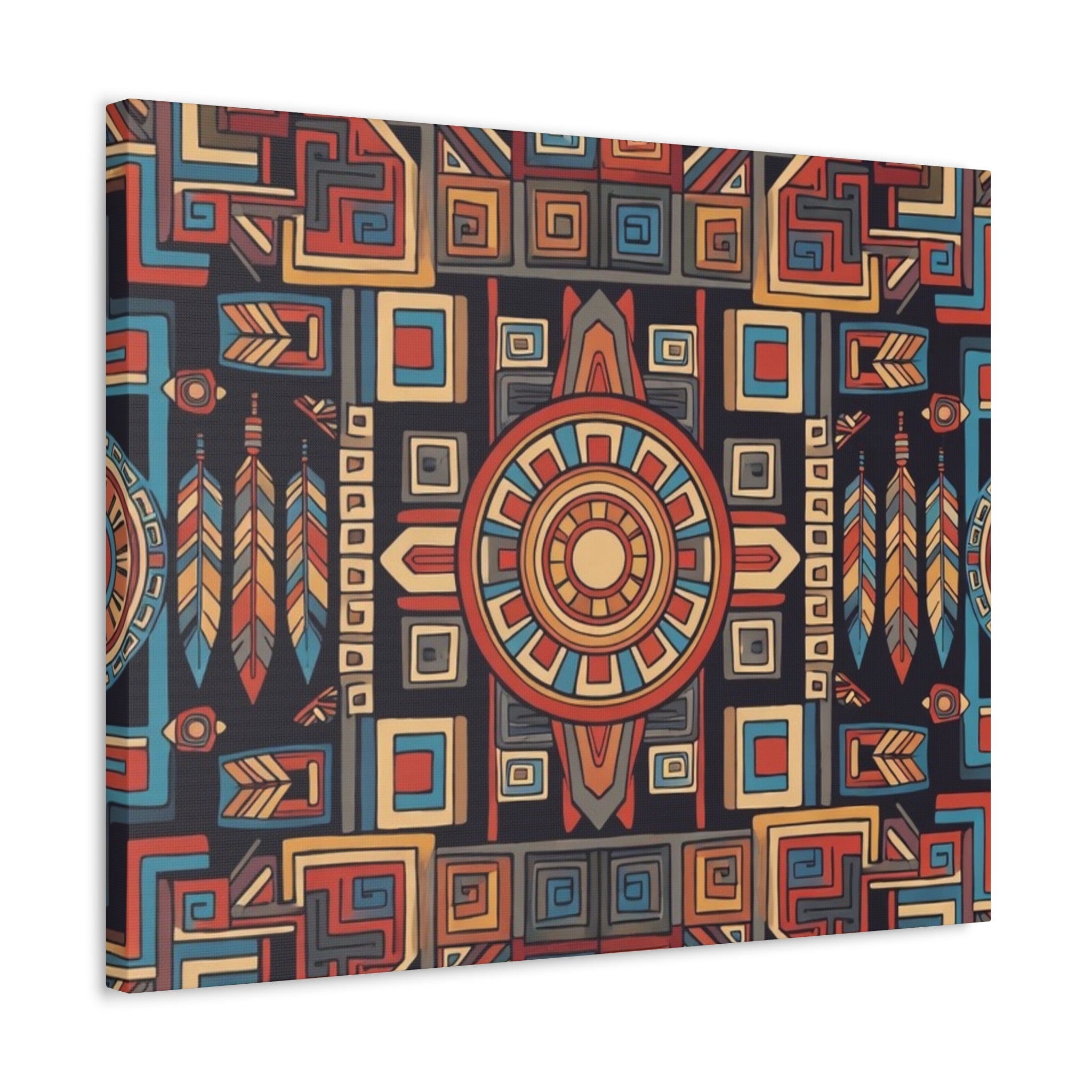 Southwestern Geometric Canvas Art — Tribal Mandala Wall Decor