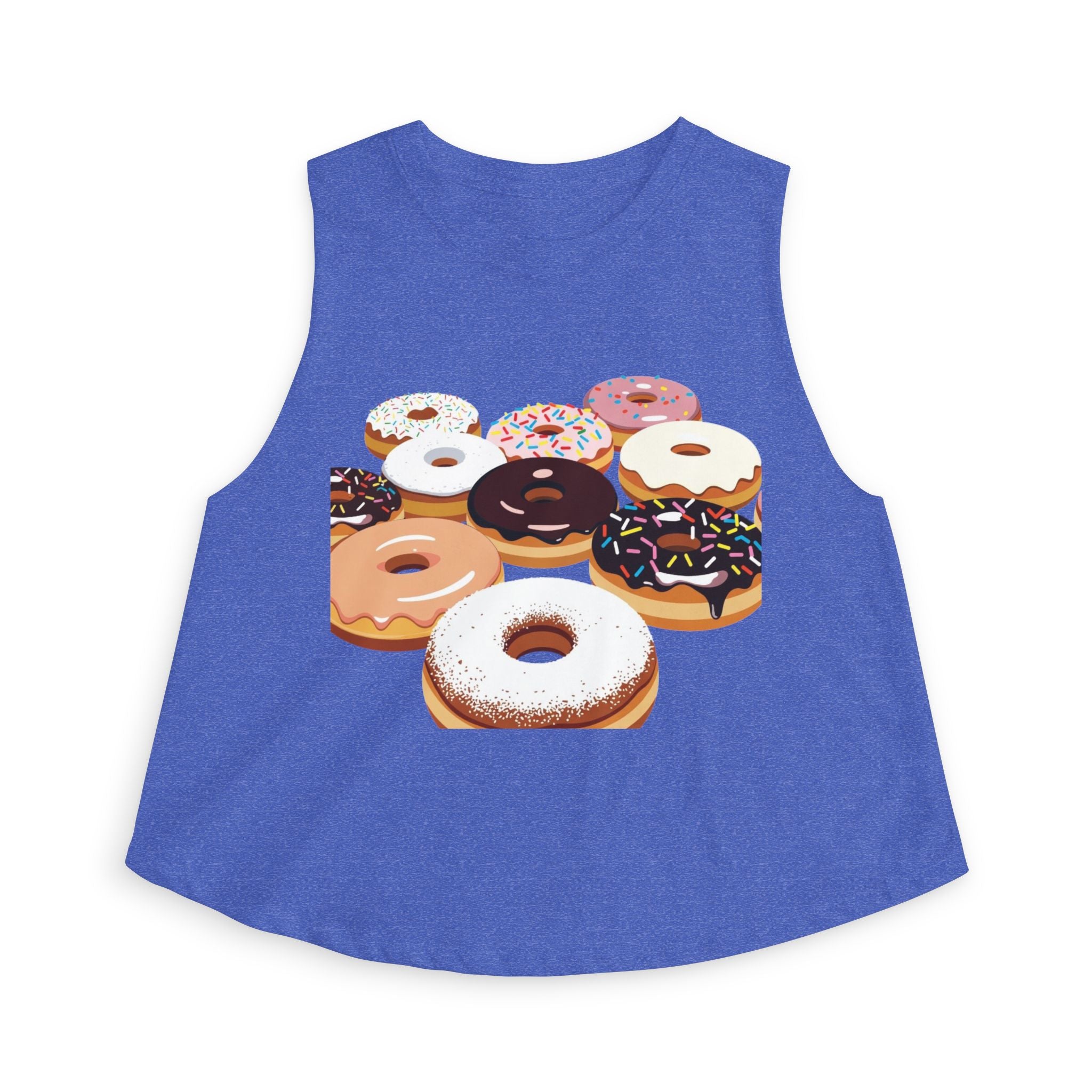Donut Pattern Women's Crop Top — Colorful Sprinkle Donuts Graphic Tank